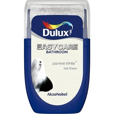 Image of Dulux Easycare Bathroom Tester Paint, Jasmine White, 30 ml