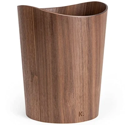Image of Kazai. Real Wood Waste Paper Bin Börje Wooden Basket for Office, Kids&#039; Room, Bedroom and more 9 liters Walnut