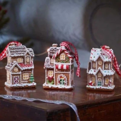 Image of Marco Paul Christmas Decorations Tree Decoration Xmas Ornaments Baubles Hanging for Holiday (Gingerbread Town 3)