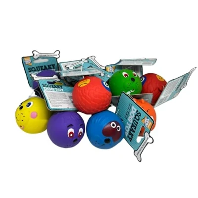 Image of Pawstrading Dog Latex Faceball Cheeky Expresions Soft Squeaky Balls PACK OF 6 Mixed