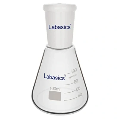 Image of Labasics Glass 24/40 Erlenmeyer Flask, Borosilicate Heavy Wall Flask with Standard Taper Outer Joint, 100 ml