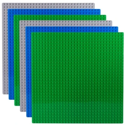 Image of APOSTROPHE Games Building Blocks Base Plates Compatible with All Major Brands (6 Pack 2 Green, Blue, Gray) 25.6 cm x for Bricks Durable and Sturdy Baseplates