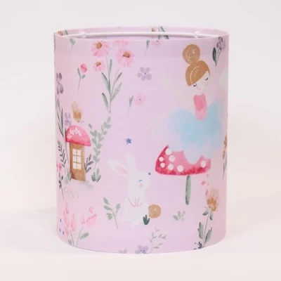 Image of Happy Linen Company Girls Boys Kids Enchanted Forest Unicorn Pink Cylinder Drum Table Lamp Shade Light Lampshade 18cm x 21cm