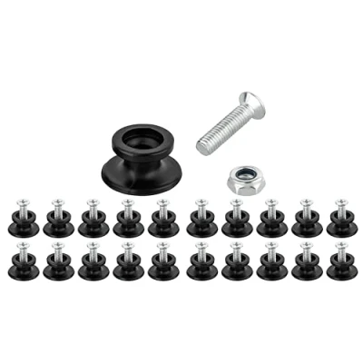 Image of 20 x Tarpaulin Buttons with Stainless Steel Screws Nuts Round Hooks for Trailer Side Wall Net Rope Hook Plastic Knob