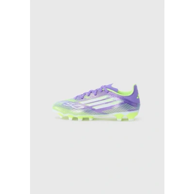Image of adidas Performance F50 League Unisex Moulded stud football boots for kids, Size: 11K, Purple rush/white/lucid lemon shoes
