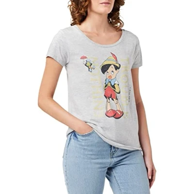 Image of Disney Women&#039;s Wodpinots001 T Shirt, Melange Grey, S