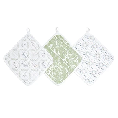Image of aden + anais essentials Washcloth Set, Super Soft 100% Cotton Muslin, 27.5x27.5cm, 3 Pack, Harmony