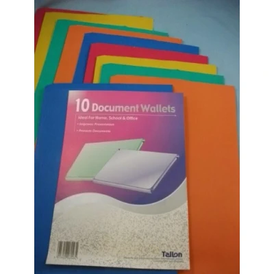 Image of 10 Document Wallets, assorted colours, ideal for home, school &amp; office 6048