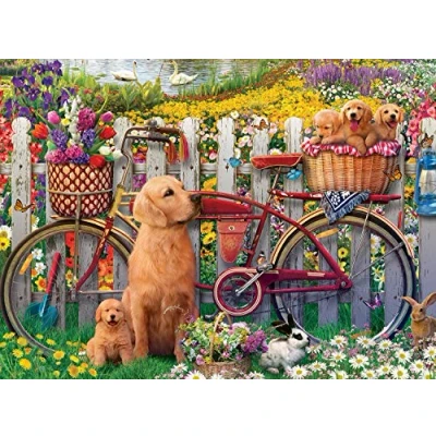 Image of Ravensburger Cute Dogs in The Garden 500 Piece Jigsaw Puzzle for Adults and Kids Age 10 Years Up