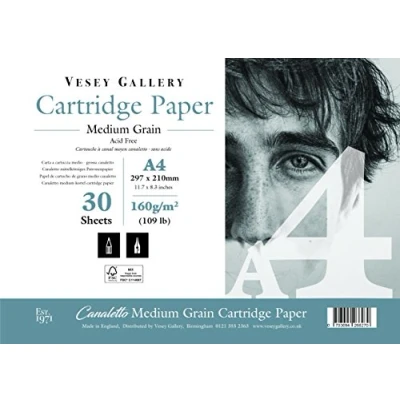 Image of Premium Cartridge Paper Pad. 160gsm Canaletto Medium Grain. (A4)
