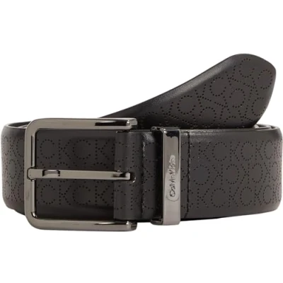Image of Calvin Klein Men Belt Leather, Black (Perforated Ck Mono Black), 120 cm