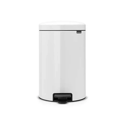 Image of Brabantia NewIcon Pedal Bin 20L (White) Soft Closure Rubbish with Removable Inner Bucket + Free Bags