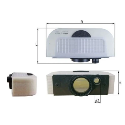 Image of 36A133843 Air Filter MAHLE ORIGINAL LX 3557/1 105,5mm 334mm 173,5mm Insert BENTLEY: Bentayga