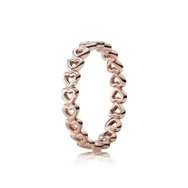 Image of PANDORA Timeless Women&#039;s 14k Rose Gold Plated Sparkling Cubic Zirconia Wishbone Ring, Size 56, No Box