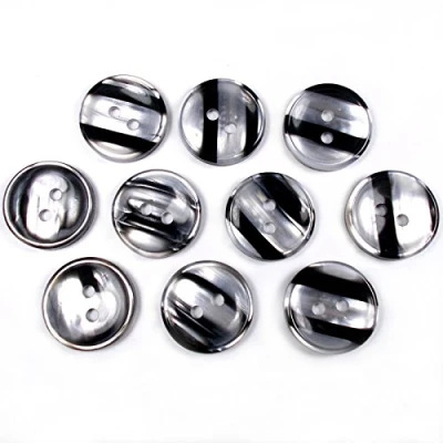 Image of Marble Stripe Humbug Candy Look Round Buttons Pack of 10 (13mm, Black)