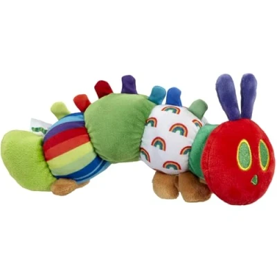Image of Rainbow Designs Tiny &amp; Very Hungry Caterpillar My First Soft Toy Colourful Stuffed Animal Enchanting Newborn Baby Gift Based on Eric Carle&#039;s Book