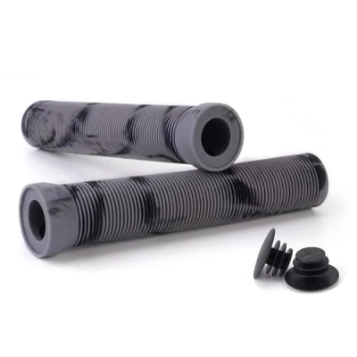 Image of Wilitto Scooter Grips Bike Handlebar with Bung Ends, Soft Rubber Flangeless Mountain Handles For Stunt Scooters, MTB, BMX Urban Bike, Tricycle, Wheel Chair Black Gray