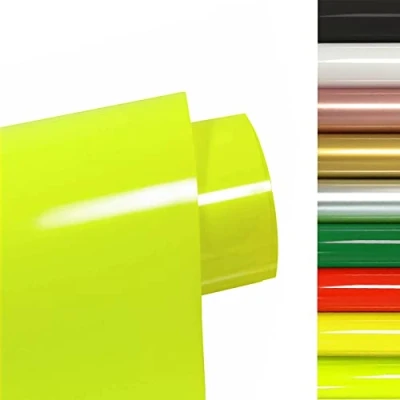 Image of FOSER Heat Transfer Vinyl, 12&quot; x 9.8ft Vinyl Roll, Textile Iron On Foil for DIY T shirts, Fabric (Fluorescent Yellow)