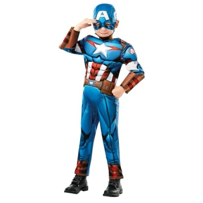Image of Rubie&#039;s 640833L000 Captain America Official Marvel Avengers Deluxe Child Costume, Boys, Multi Color, L