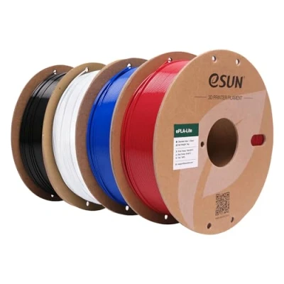 Image of eSUN PLA Filament 1.75mm, 3D Printer Dimensional Accuracy +/ 0.03mm, 1KG per Spool, 4 Spools Printing Filament,Fire Engine Red+Blue+Cold White+Black