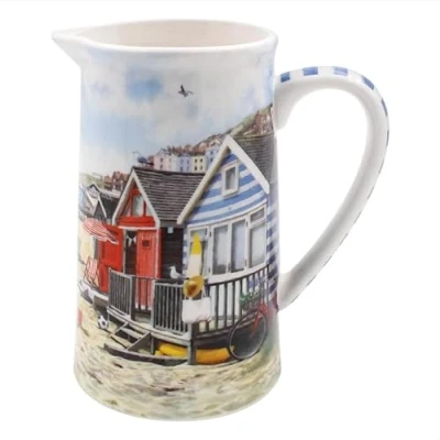 Image of The Leonardo Collection LP94783 Sandy Bay Seaside Beach Huts Milk Cream Jug, Fine China, Boxed