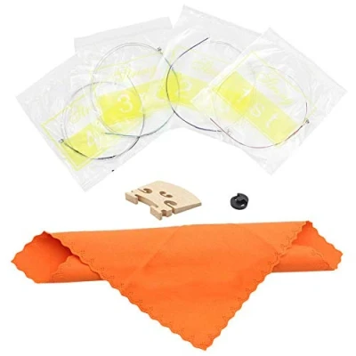 Image of Violin Strings Set Fiddle String Professional Music Instrument Accessory with Cleaning Cloth Mute Bridge