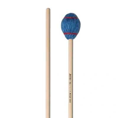 Image of Vic FIrth Corpsmaster® Signature Series Marimba Mallets M264 Ian Grom Yarn Hard Red/Blue