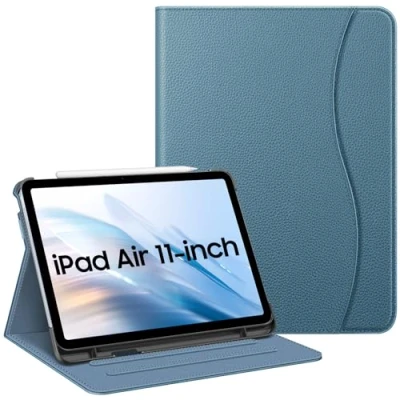 Image of Fintie Case for iPad Air 5th Generation (2022) / 4th (2020) 10.9 Inch, Multi Angle Viewing Protective Cover with Pencil Holder &amp; Pocket, Auto Sleep/Wake, Ocean Blue
