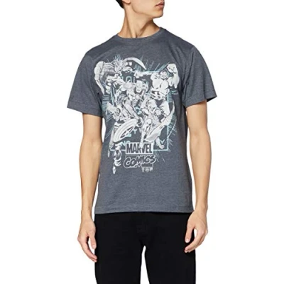 Image of Marvel Men&#039;s Rfmts160 T Shirt, Dark Heather, XXL UK