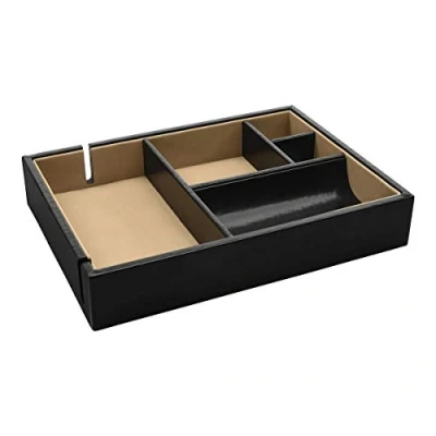 Image of Dulwich Designs Windsor Black Leather Valet Tray