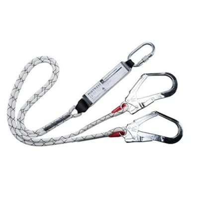 Image of Portwest Double Kernmantle Lanyard With Shock Absorber, Size: One Size, Colour: White, FP55WHR