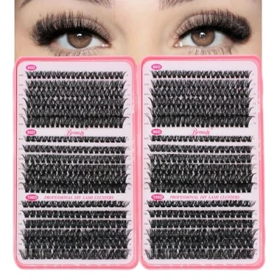 Image of Bransfy 3 Styles 684pcs Eyelashes Clusters Lash Wispy Individual Lashes D Curl Extension 9 16MM Natural Volume DIY Cluster Eyelash(60D+80D+100D)