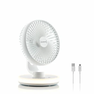 Image of InnovaGoods Rechargeable Desk Fan with LED FanLed Ø6,6&#039;&#039; 4000 mAh, White
