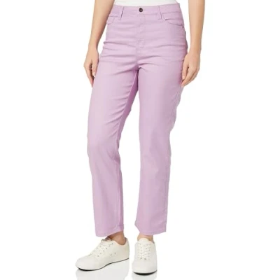 Image of Kaffe Women&#039;s Jeans Colored Cropped Legs Straight Fit High Regular Waist, Lupine, 16