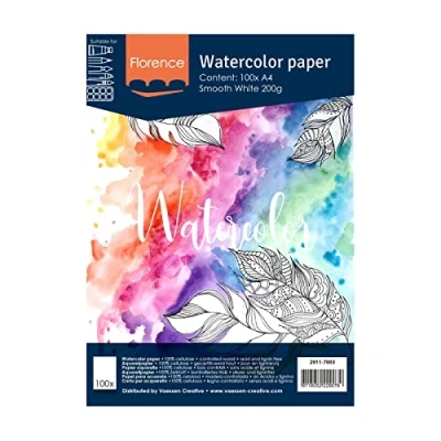 Image of Vaessen Creative Florence Hot Pressed Watercolour Paper, A4, Smooth 200gsm