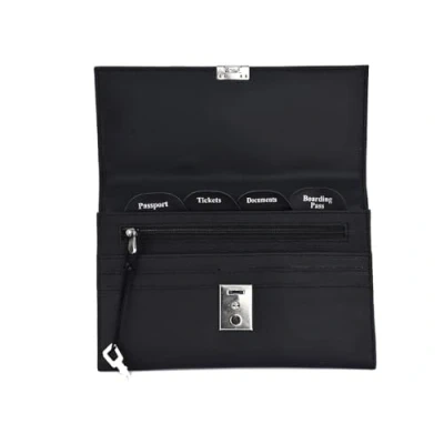 Image of AR BRAND EST. 2021 Travel Document Wallet Organiser with Lock for Passport (Black)