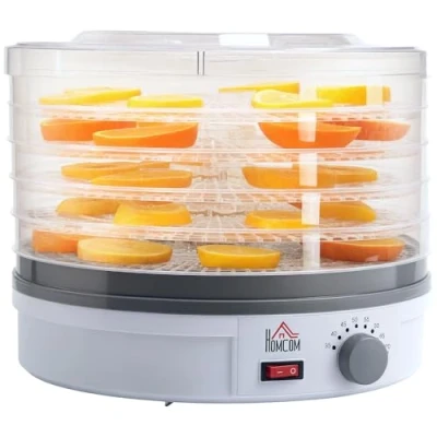 Image of HOMCOM 5 Tier Food Dehydrator, 245W Dryer Machine with Adjustable Temperature Control for Drying Fruit, Meat, Vegetable, Jerky and Pet Treat, White