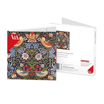 Image of V&amp;A William Morris Strawberry Thief Square Set of 8 Art Notecards Wallet (12.3 x 12.3 cm)