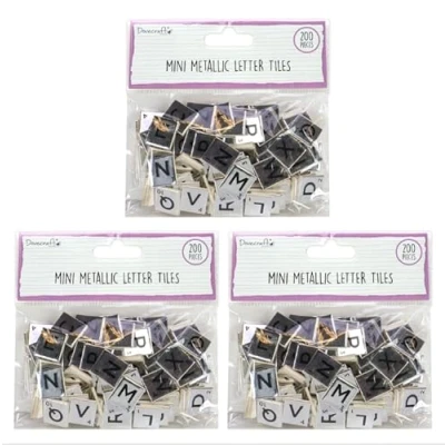 Image of Dovecraft Essentials Mini Letter Tiles 3 Pack (Silver)