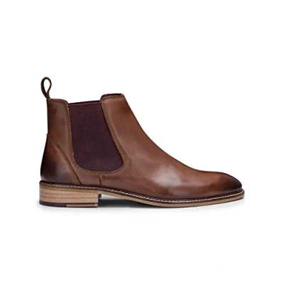 Image of Mens Real Leather Chelsea Dealer Boots Slip On Smart Casual Retro Vintage Blinders Classic Chestnut 8