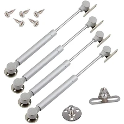 Image of Jdel Pack of 4 Shock Absorbers Gas Piston Springs for Doors Cupboard Kitchen Furniture Lift Pneumatic Soft Opening Hinge 80N, Silver, 0