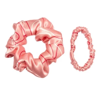 Image of 100% Pure 19 Momme Mulberry Silk Scrunchies Soft Sleeping Hair Ties frindly Brocade Ponytail Holders for Women and Girls (1cm+4cm)