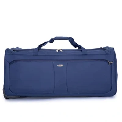 Image of Unisex Wheeled Holdall Duffle Bag Water Resistant PU Base Retractable Trolley Handle Strong Tough Travel Bag, 1,000 Denier Polyester (Navy Blue, 34&quot; 87.5 x 39 40 cm / 127.5L)