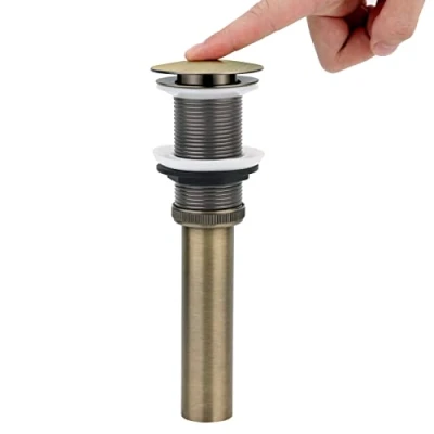 Image of WasserRhythm Pop Up Basin Waste Unslotted Bathroom Sink Bronze Click Clack Sprung Plug Drain Stopper Without Overflow