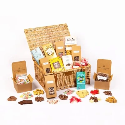 Image of Deluxe Chocolate &amp; Sweet Hamper Gift Large filled with Chocolate, Pick Mix Sweets and Luxury Biscuits Fudge Food for Xmas, Birthdays or Housewarming The Co.
