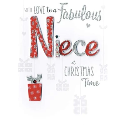 Image of Shine Bright Fabulous Niece Embellished Hand Finished Christmas Card Range Cards XSH014