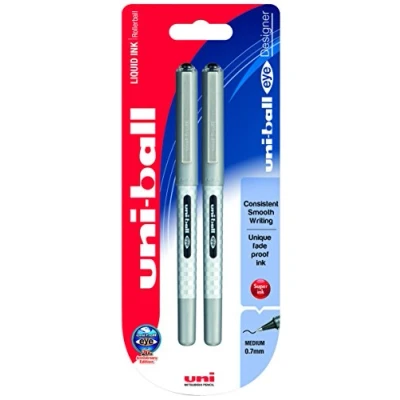 Image of uni ball Eye Designer UB 157D Rollerball Pen Black, Pack of 2