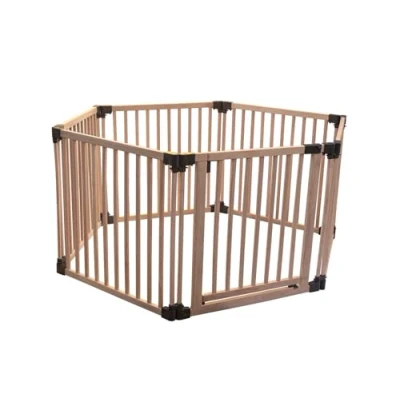 Image of Safetots Wooden Play Den, Hexagon, 6 x 80cm, Natural Wood, Baby Playpen, Den for Toddlers, Large Pen, Easy Installation