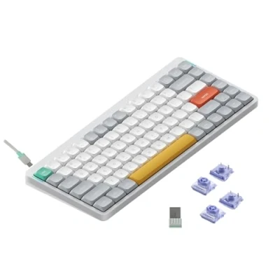 Image of Nuphy Air75 v2 Mechanical Keyboard QMK/VIA, 75% Low Profile Wireless Keyboard, Bluetooth 5.1, 2.4GHz and Wired Type C, Compatible with Windows Mac OS System Ionic White Switch Wisteria