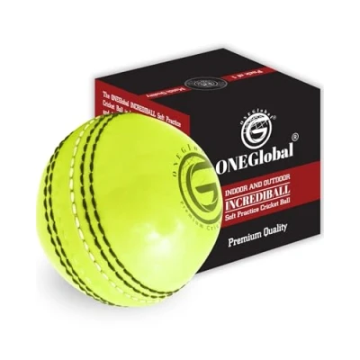Image of ONEGlobal Incrediball Soft Practice Cricket Ball Outdoor &amp; Indoor Rubber With Core Stitched Seam For Honing Skills Family Fun (1 Fluoro Yellow)
